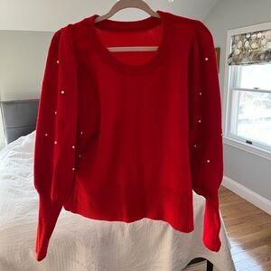 Red top XL Ce Ce with the pears on sleeves